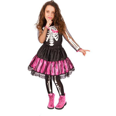 Skeletrina Punk Scheletro Costume Travestimento Halloween Calze