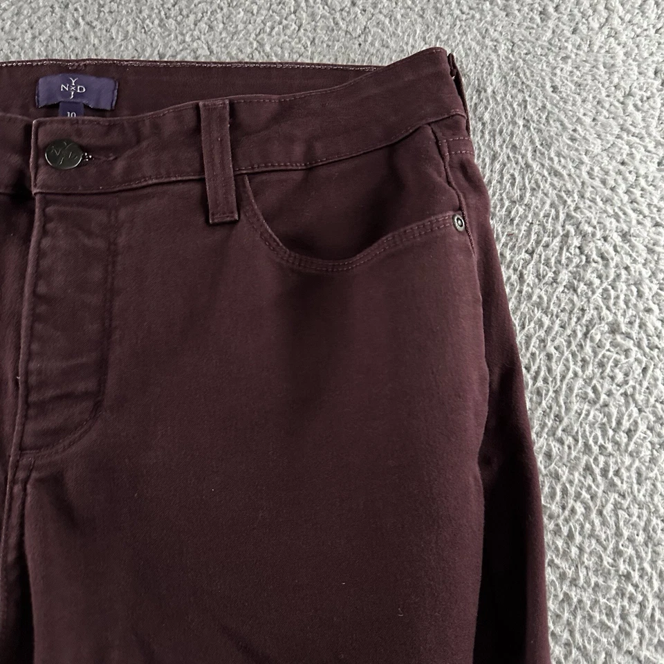 NYDJ Womens Pants Burgundy Size 10 Alina Legging Mid Rise Denim Cotton Blend - Image 4 of 4