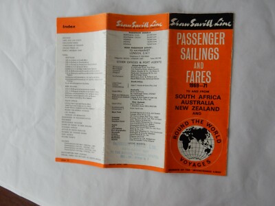     SHAW SAVILL LINE 1969-71 TARIFE ROUTEN ETC 9 X 20 C ENTFALTET  