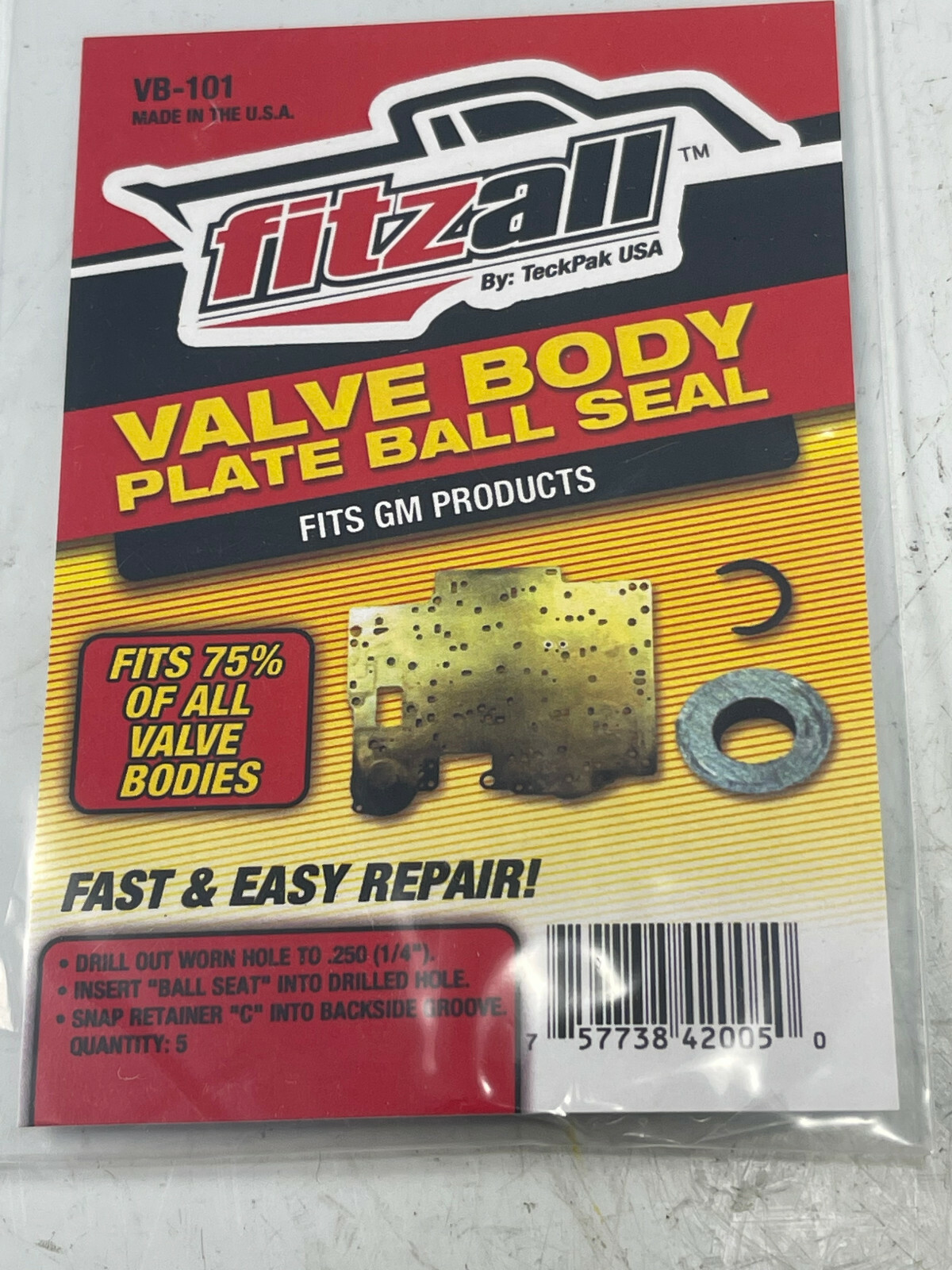Teckpak fitzall GM Valve Body Plate Ball Seal VB101 700R4 4L60E 4L65E