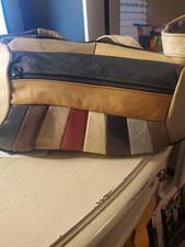 Vintage Genuine Leather Color Patchwork Purse Shoulder Bag Made in Mexico