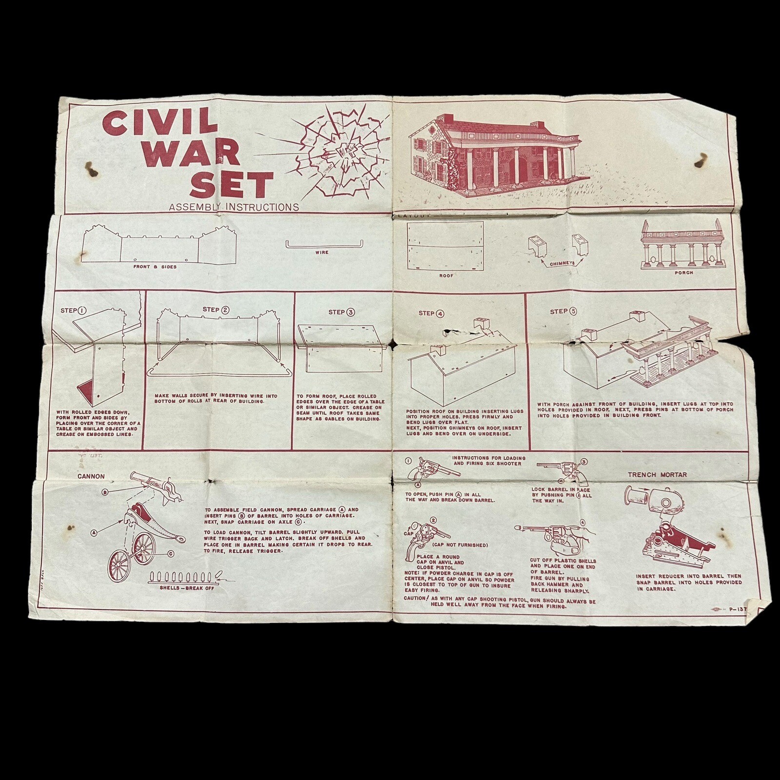 Vintage Marx Civil War Playset Original Instructions P1373 Battle Of