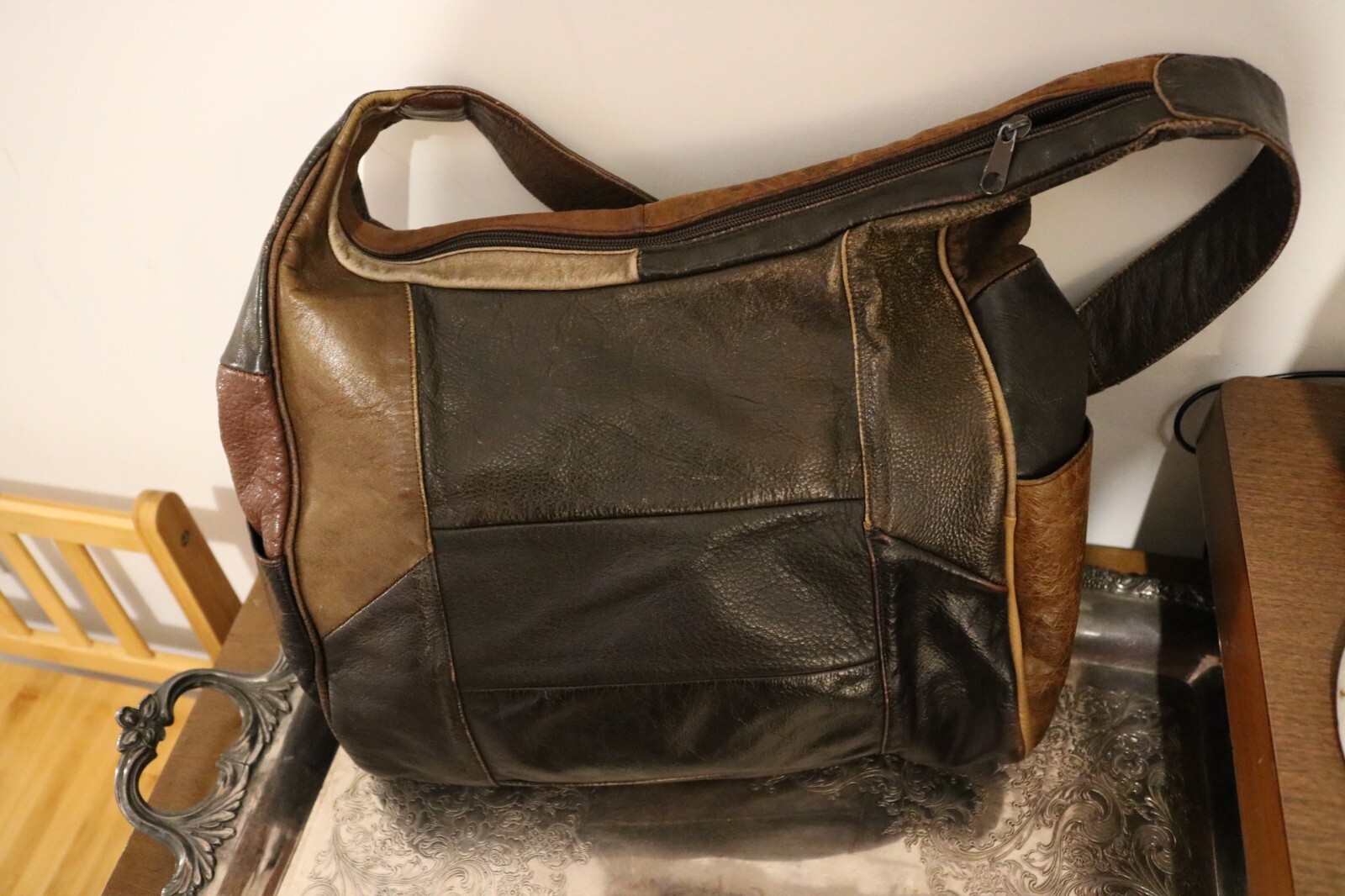 American Handmade Brown Camel Patchwork Leather S… - image 2