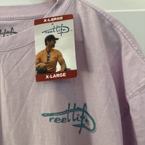 Reel Life Short Sleeve Men's Fishing Ocean Washed Winsome Orchid T-Shirt -XL NWT - Picture 3 of 4