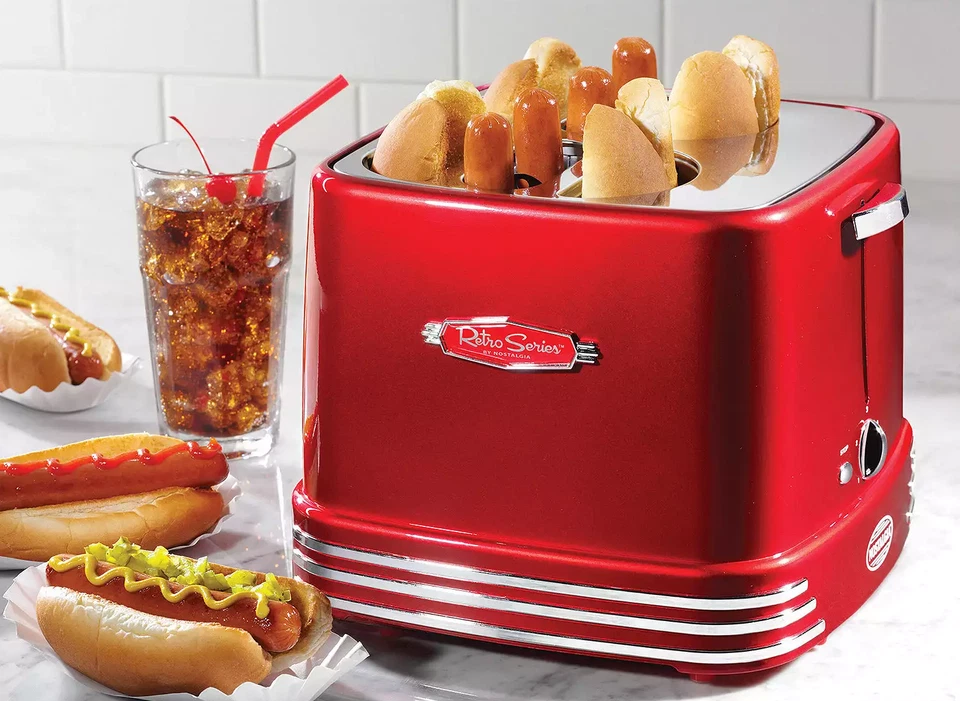 Nostalgia #RHDT800RETRORED. Electrics Pop-Up Hot Dog Toaster. Retro Red. - Image 3 of 4