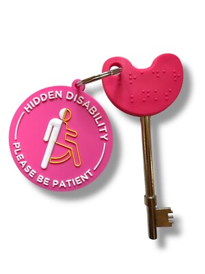 Rosa NKS/Radar UK Behinderten-Toilettenschlüssel mit rosa 3D versteckter Behinderten-Disc-Tag