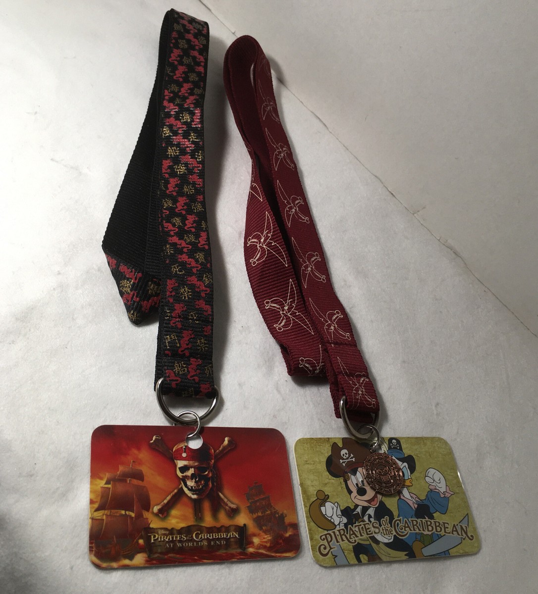 2 Pirates Of The Caribbean Disney Pin Trading Collector Lanyards