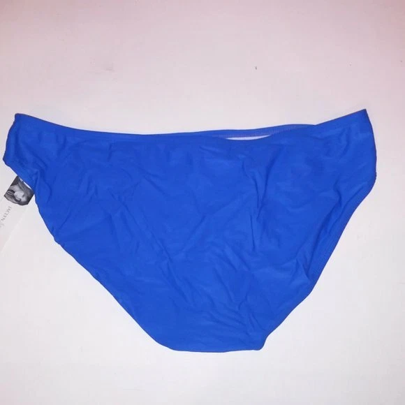 Parte inferior de bikini de natación Jaclyn Smith azul liso plateado herrajes trajes de baño Foto 4 de 4