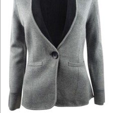 NINE WEST Women's One-Button Sweater Jacket Medium (M, Heather Grey/Black)