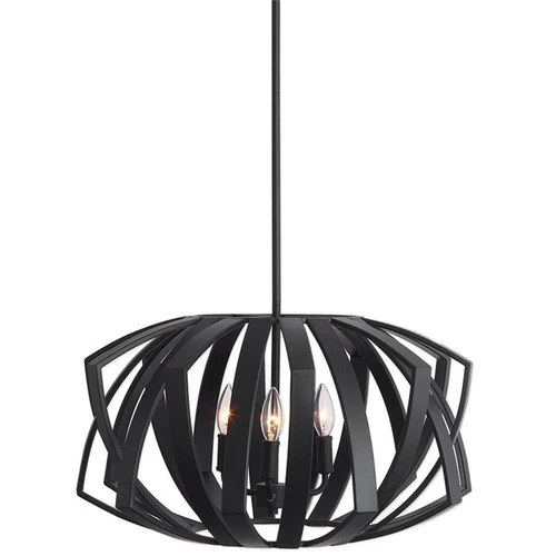Uttermost Thales 3-Light Stainless Steel Geometric Pendant Light in Black - Picture 1 of 6