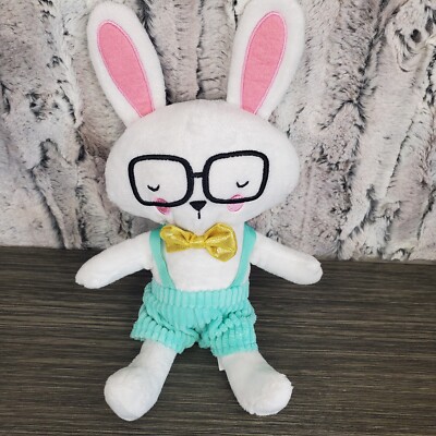 Happy Go Fluffy Walgreens White Bunny Rabbit Plush Glasses Overalls 11  Nerdy