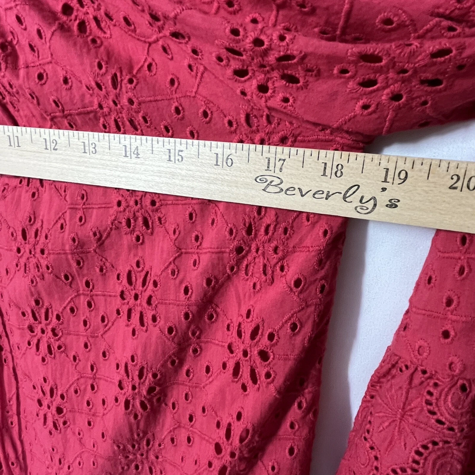 VALENTINO Sundance Mini Abito Occhiellato Rosso Manica a Campana Increspature XS Boho Hippie Fata Contadina