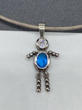 NF Sterling Silver Blue Sapphire Birth Stone Pendant - September Boy 1.25" 2.5g