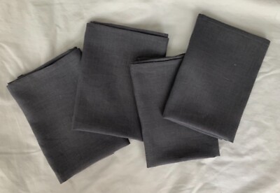 NEW 100% LINEN HANDMADE DINNER/ LUNCH CLOTH NAPKINS SET of 4 RUSTIC GREY COLOR