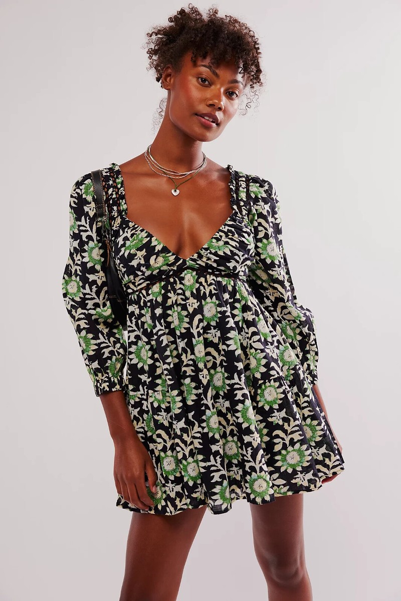 knee length dresses for ladies Emmerson Smocked Floral Mini Dress