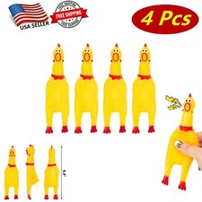 4 Pcs of Small Squeaky Rubber Chicken Chew Toy with Playful Squeeze Sound