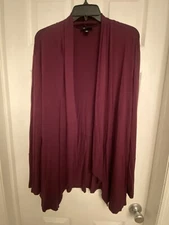 AB Studio Purple Open Front Drape Cardigan Jacket Women’s Size XXL Stretch