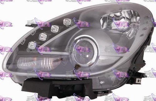 Faro Anteriore Destro Per Renault Clio 2012-2016 | Parabola Nera Bordo Nero | Lato Passeggero Con Motore Elettrico