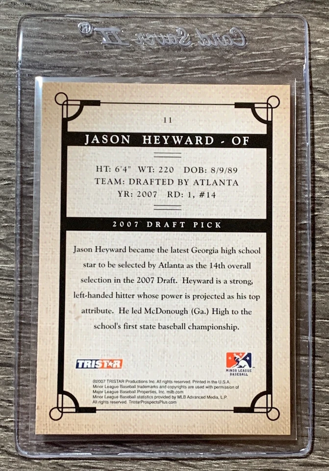 2007 TriStar Prospects Plus #11 JASON HEYWARD Pre-Rookie/RC MILB ⚾ FREE SHIP ⚾ - Image 2 of 2
