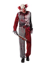 Evil Clown Costume Circus Clown Fancy Dress for Adults with Mask - Red Black