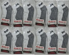 12 PAIRS Snap-On Ankle Socks Men's WHITE LARGE *FREE SHIPPING* MADE IN USA *NEW*