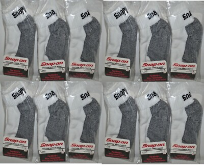 #ad 12 PAIRS Snap On Ankle Socks Men#x27;s WHITE LARGE *FREE SHIPPING* MADE IN USA *NEW* $99.95