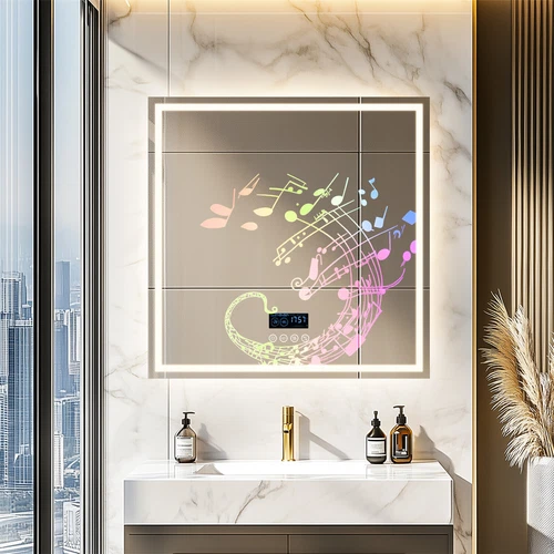 Smart Bathroom Mirror w/ Bluetooth Dual LED Strips Anti-Fog Dimmable Lighting