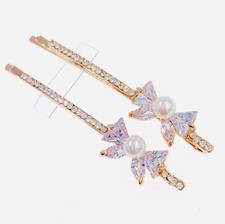 BOW Bobby Pin Hair Clip use Swarovski Crystal Hairpin Wedding Elegant Gold S21