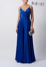Mascara size 6 MC220123 Royal blue satin pleat Evening Dress Prom long NWT