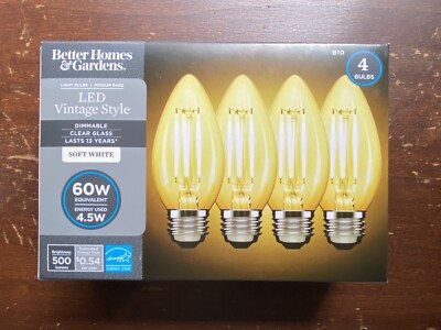 Better Home & Gardens LED Vintage Style Soft White 4 Bulbs 60W Dimmable ...