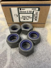 M8-2.50 / 20mm Nylon Insert Hex Lock Nut Class 8 Steel Black Oxide Qty 5