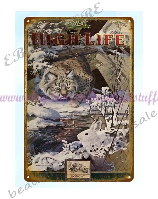1990s Beer Bobcat metal tin sign cafe pub garage shop wall decor