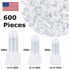 600PCS Closed End Crimp Cap Terminals Connectors 22-16 16-14 12-10AWG Wire Gauge