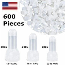600PCS Closed End Crimp Cap Terminals Connectors 22-16 16-14 12-10AWG Wire Gauge