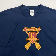 VTG Y2K Harry Potter Quidditch Gryffindor House T-shirt L Warner Bros Blue USA
