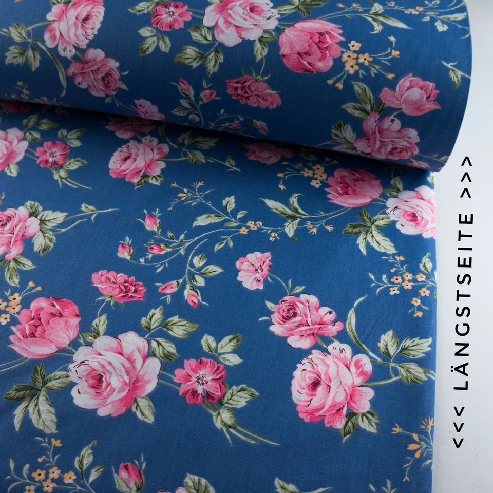 Baumwollstoff Meterware "Amelia" Blumen Stoff 240cm Breite Baumwolle ab 50cm  - Bild 4 von 4