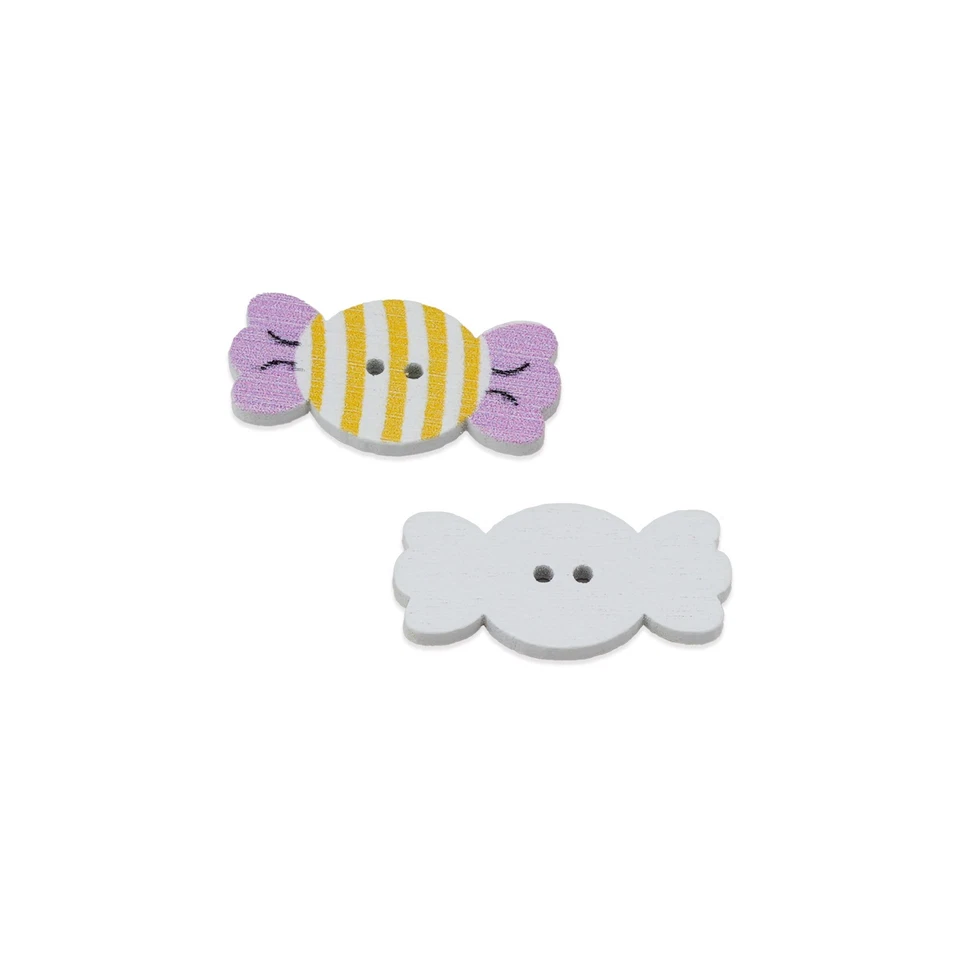 30pcs Cute Candy Shape Wood Buttons for Crafts Sewing Scrapbooking DIY 25x12mm - Image 2 of 4