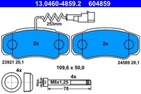 Bremsbelagsatz Scheibenbremse ATE 13.0460-4859.2 FüR Cabstar Nissan NT400 F24W