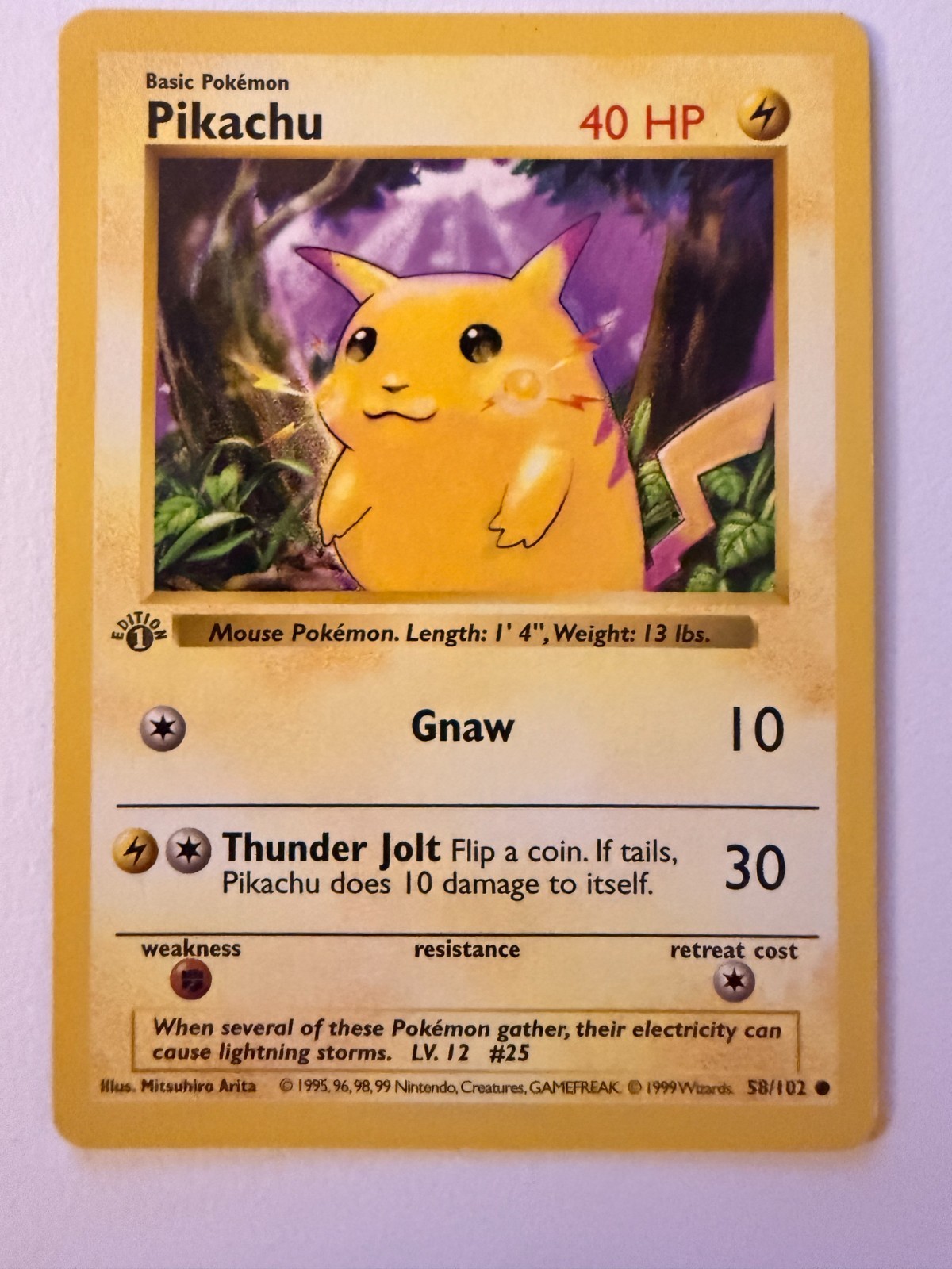 Pikachu 1999 Pokemon Game #58 1st Edition (Yellow Cheeks) Price