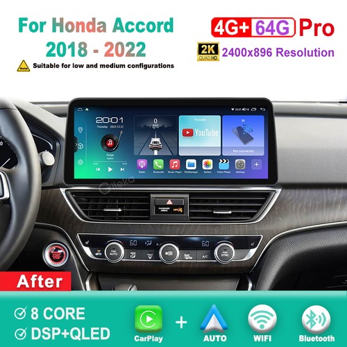 Accord 12.3'' 2K Screen Android Car Radio For Honda Accord 10 2018-2022 Carplay