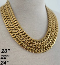 Cuban Link Chain,Bracelet Set, 18k Gold Plated,Stainless Steel 14mm Set,