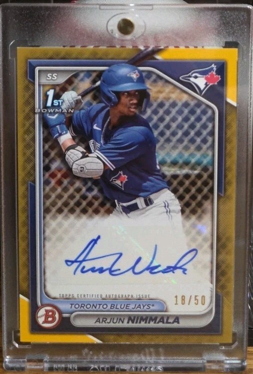 Arjun Nimmala 2024 1st Bowman Paper Prospect Auto Gold /50