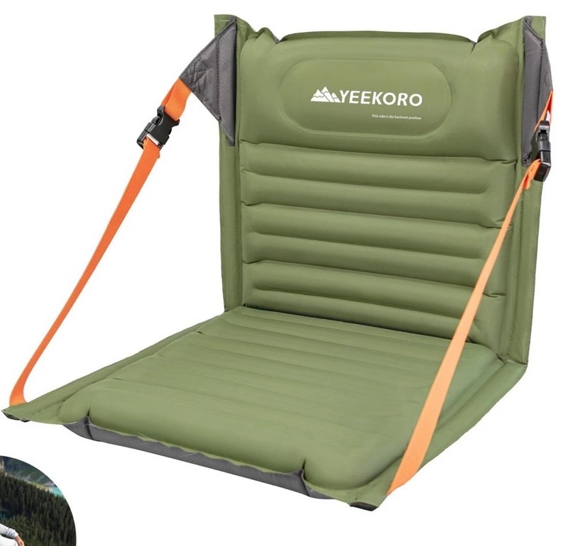 2 Inflatable Yeekoro Stadium Seats, Portable Bleacher Seat w/Back Support Green