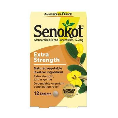 Extra Strength, 12 Tablets, Natural Vegetable Laxative Ingredient for Gentle ...