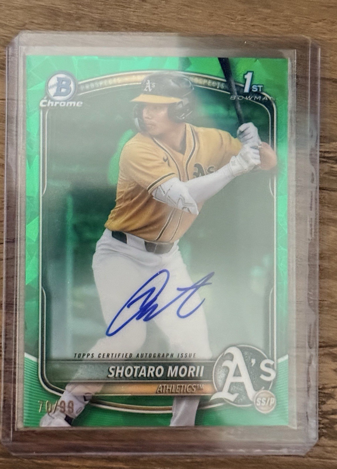 2025 Bowman Chrome Sapphire Shotaro Morii Green Refractor 1st Auto #/99