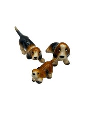 Vintage Hagen Renaker Miniature Basset Hound & Hound Dog Figurines Lot Of 3