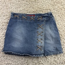 Vintage Y2K Zana Di Skirt Skort Youth Girls Size 8 Denim Lace Up Detail Blue