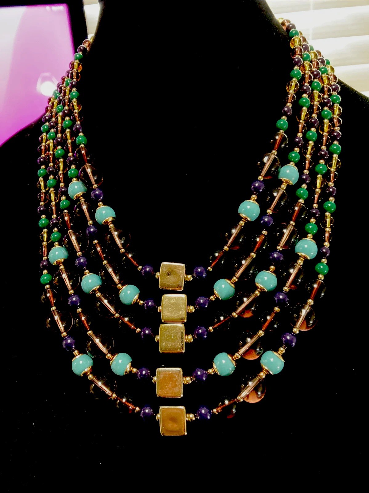 TALBOTS VINTAGE MULTI STRAND STATEMENT NECKLACE - image 1