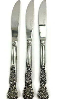 3 Dinner Knives ''Versailles'' Stainless by MSI Japan 8 7/8'' Solid Vintage 1965