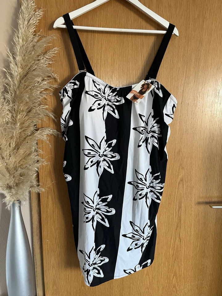 BPC Bonprix Selection Shapewear Badeanzug ~ Gr. 56 58 ~ schwarz weiß ~ Badekleid - Bild 2 von 4